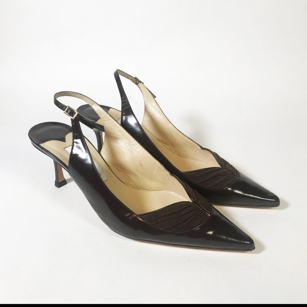 Jimmy Choo Short Heel Dark Brown Slingback - 40.5
